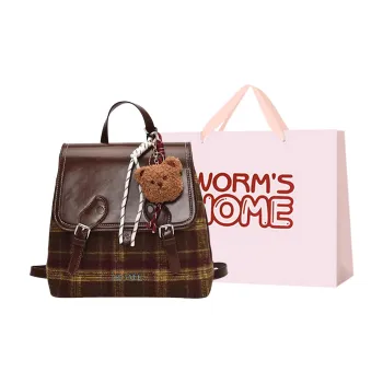 Worm's Home PU And Oxford Backpack Regular Women's Black/Brown