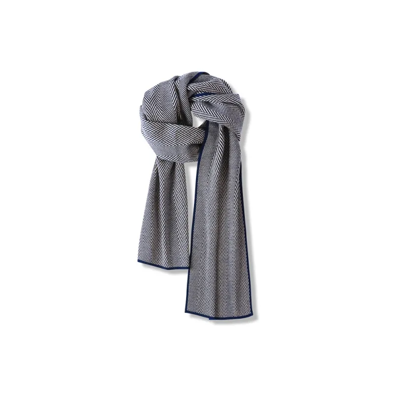 PISHUSHU Polyester Knit Scarves Men's-3