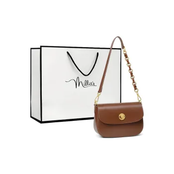 MILLIE'S Cow Leather With Synthetic Leather Underarm Portable Crossbody Bag, Shoulder Bag Regular Women's Coffee