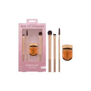 Real Techniques Eye Shadow Brush+Eyelash Curler Box Makeup Set Soft And Skin-friendly Four-Piece Set