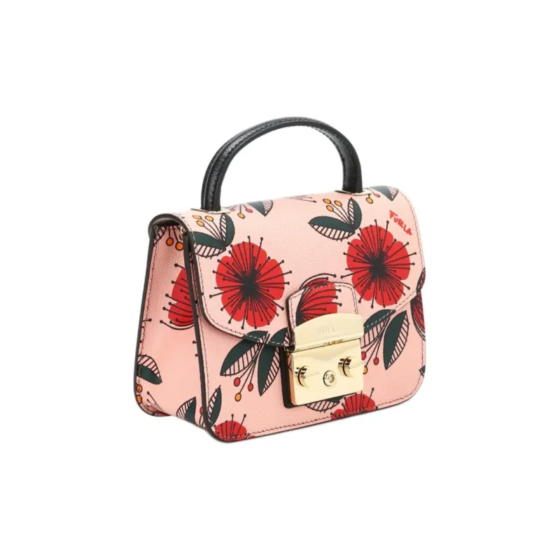 Furla Metropolis Collection Cow Leather Small Square Bag, One Shoulder Handbag Mini Women's Light Pink-2
