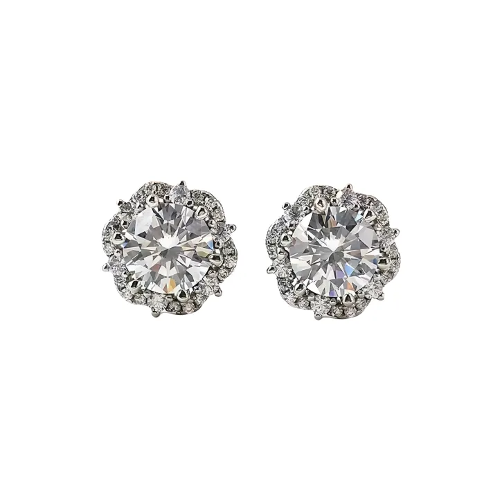 Stone On The Line 925 Sterling Silver Stud Earrings Unisex-0