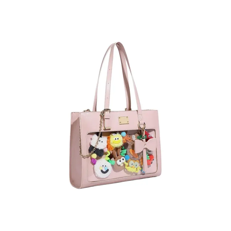H YXIANG Microfiber Synthetic Leather Shoulder Bag Women's Pink/Coffee/Ecru Black-1