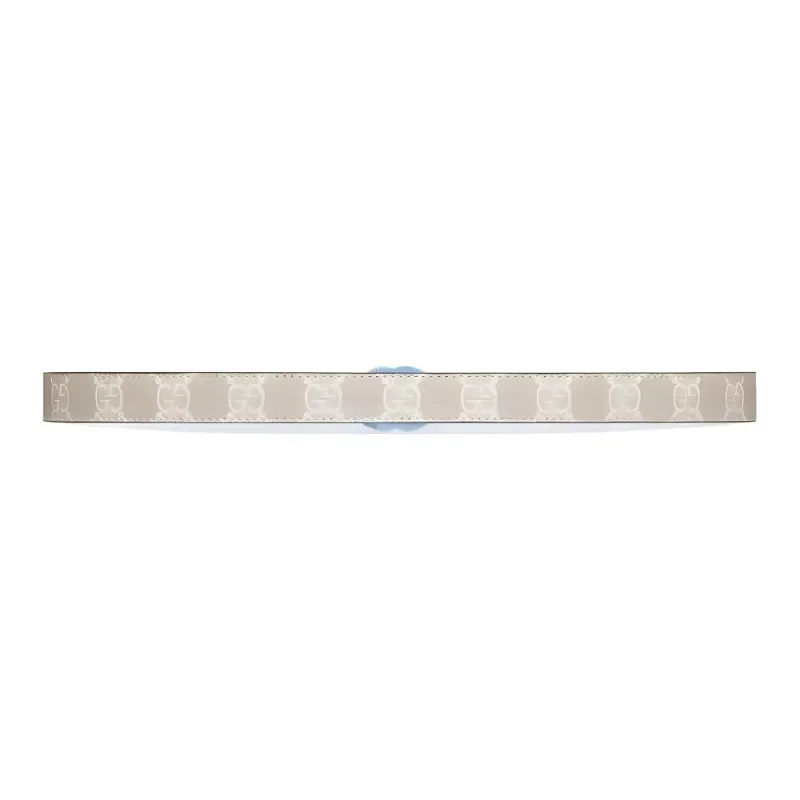 GUCCI Canvas Leather Belts Women's Gray Width 2cm-1