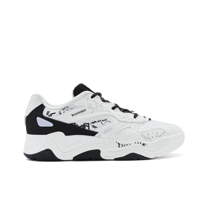 XTEP Undercurrent 3.0 Skateboard Shoes Women's Low Top Canvas White/Black/Snow Cyan Purple-1
