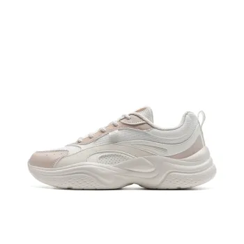 XTEP Height Increasing Wear Resistant Low Top Casual Shoes Women's Sail White/Pink Brown