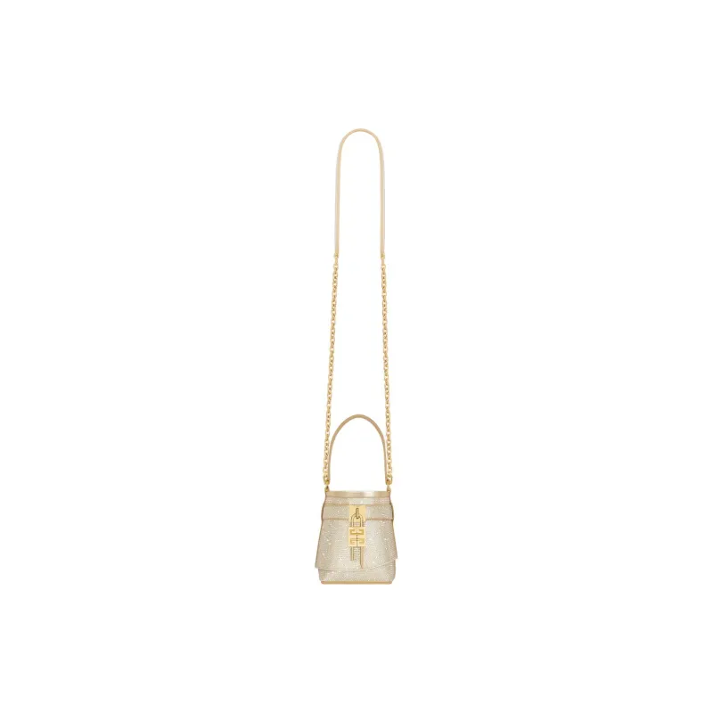 Givenchy Shark Lock Viscose Bucket Bag, Crossbody, One Shoulder Handbag Women's Gold-1