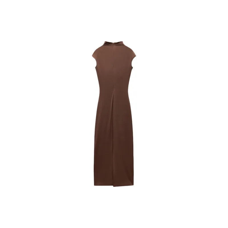 ZARA Sleeveless Dress Women's Brown-1
