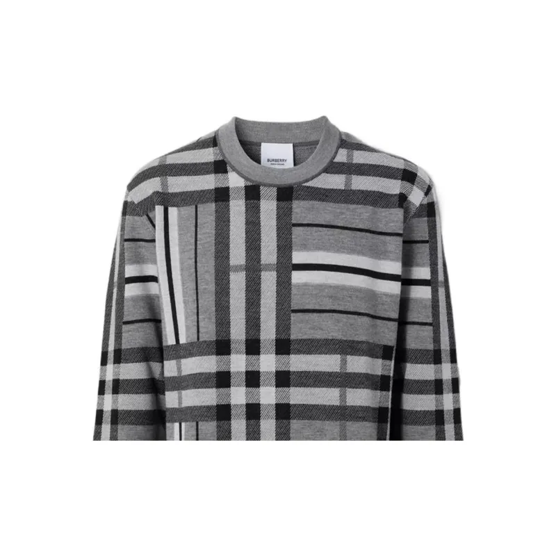 Burberry Check And Stripe Wool Jacquard Sweater-2
