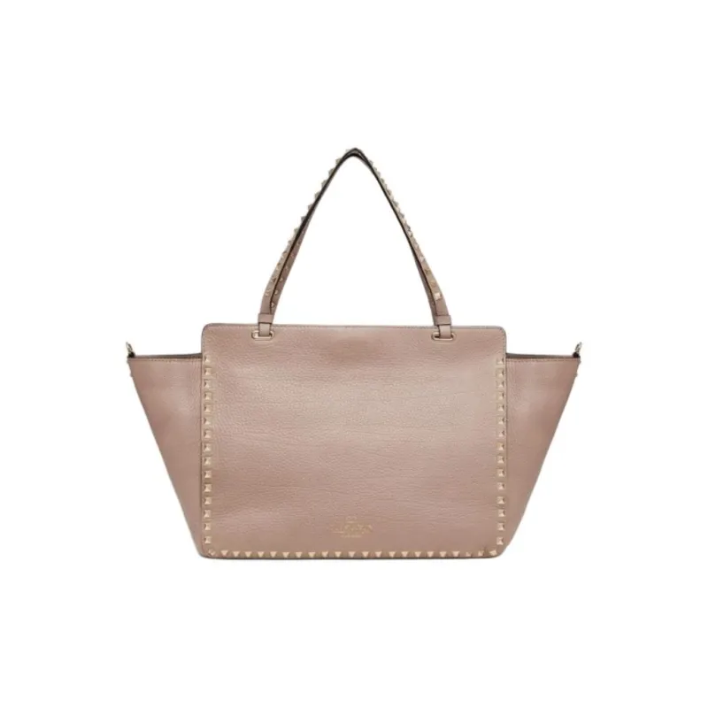 Valentino ROCKSTUD Grained Calfskin One Shoulder Handbags Medium Size Women's Pink-3