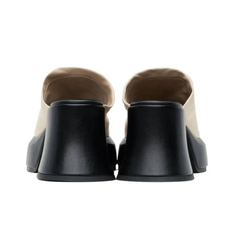 MIISTA Slide Slippers 8cm Women's Beige-4