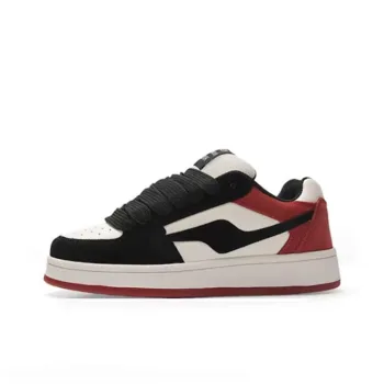 WJA Low Top Skateboard Shoes Unisex White Black Red