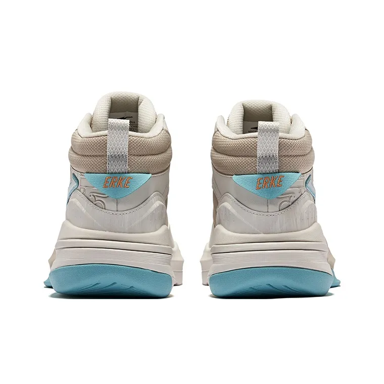 Erke Tang Palace Night Garden 3V2 Slip Resistant Coverage High Top Skateboard Shoes Men's Beige Blue-4