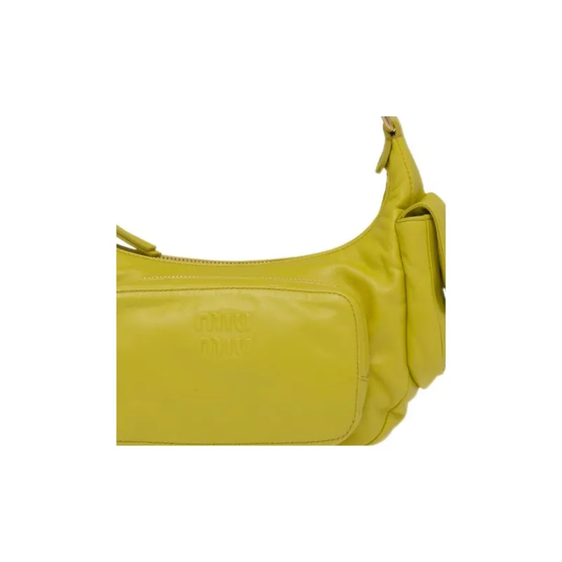 MIU MIU Sheepskin Locomotive Package One Shoulder Handbag Women's Mandarin Green-3