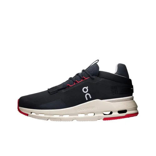 On Cloudnova 2 Anti-Slip Wear-Resistant Low-Top Casual Running Shoes Men's Black Red