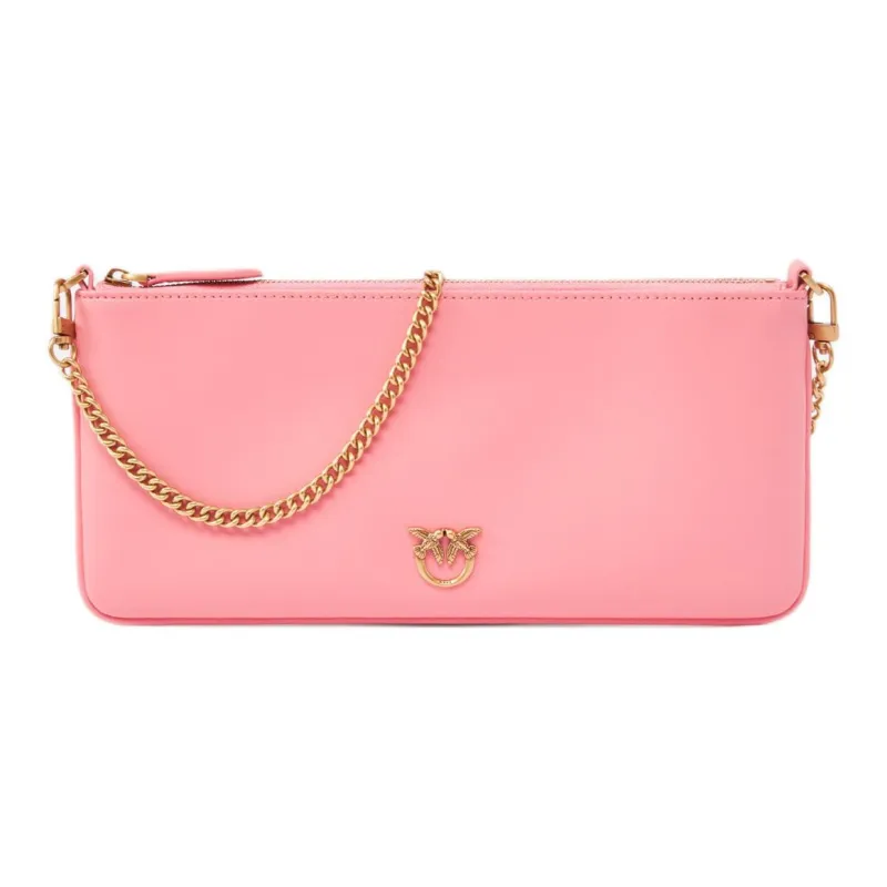 PINKO Cow Leather One Shoulder Clutch Women's Light Pink-0