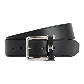 TOD'S Leather Belts Men's Black Brown Width 3.6cm