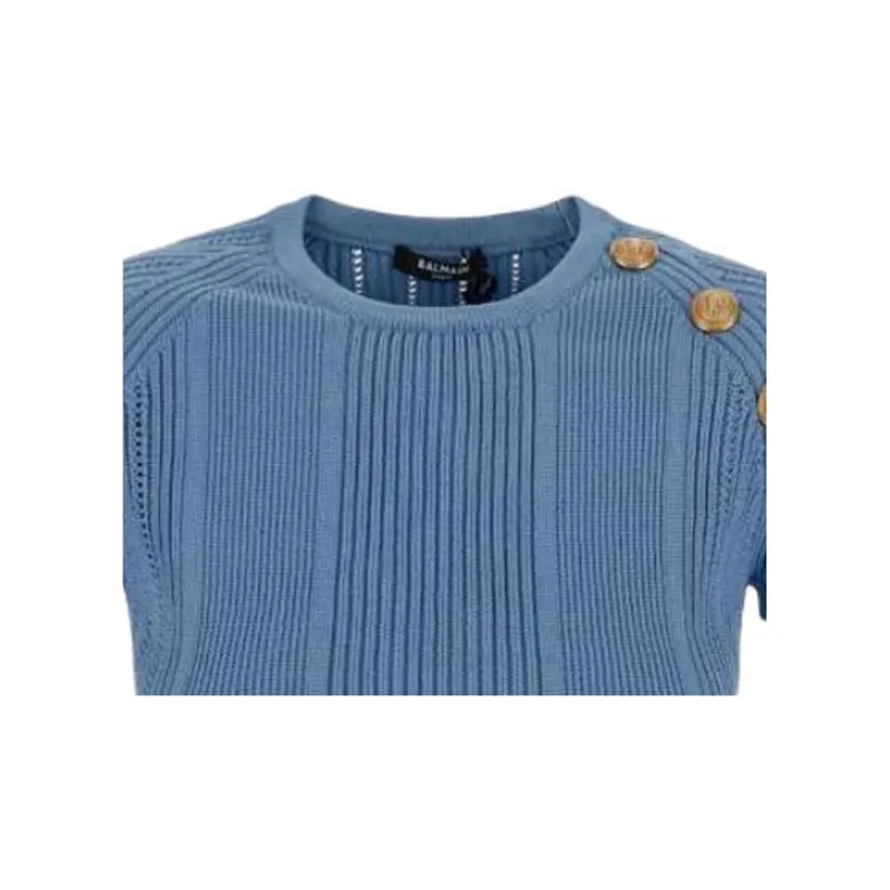 BALMAIN 3 Button Fine Knit Top-4