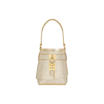 Givenchy Shark Lock Viscose Bucket Bag, Crossbody, One Shoulder Handbag Women's Gold