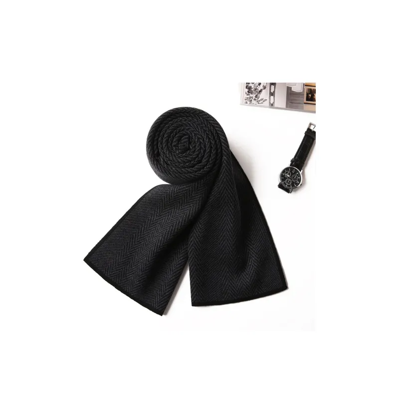 PISHUSHU Polyester Knit Scarves Men's-6