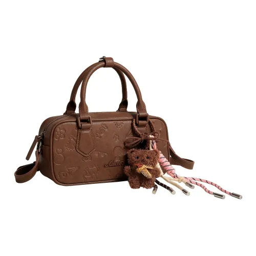 AILUXI PU Bowling Bag Handbag Women's Cocoa Brown