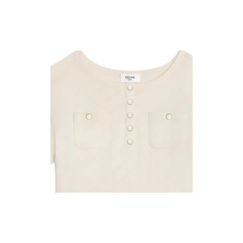 CELINE Triomphe Crop Top In Jersey Pointelle-2
