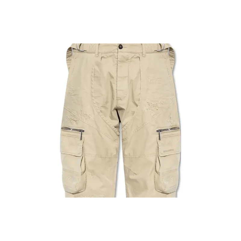 DSQUARED 2 Logo Embroidered Distressed Cargo Pants-5