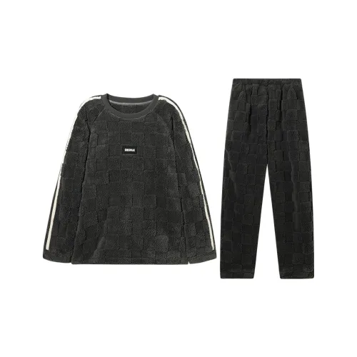 DAERLI Coral Fleece Fleece NW35-0036 Flannel Pajama Set Men's Dark Gray