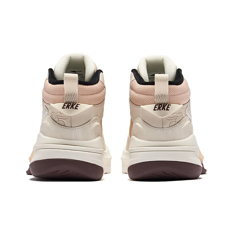 Erke Tang Palace Night Garden 3V2 Warm Anti Slip And Wear Resistant High Top Skateboard Shoes Women's Beige Brown-4