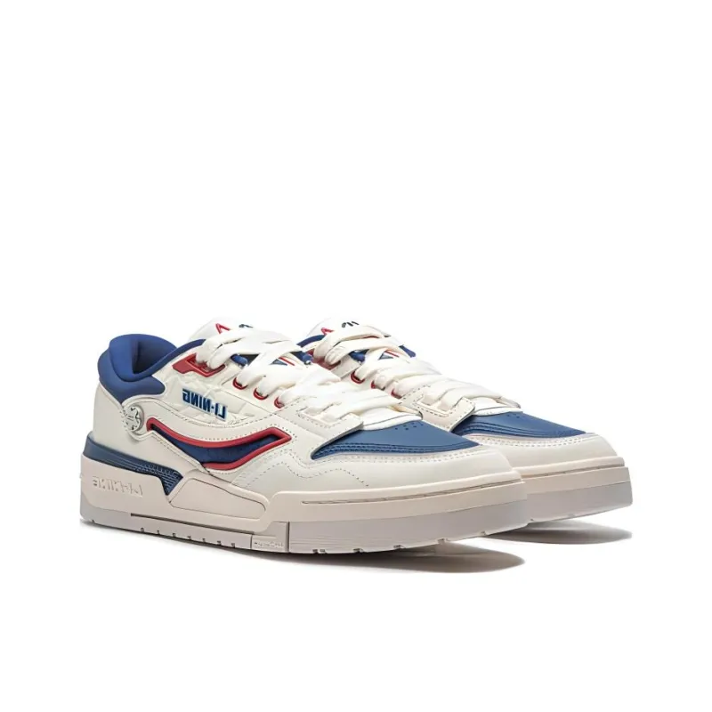 LiNing 001 BTC BTC PREMIUM Cushioning Anti Slip And Wear Resistant Low Top Casual Shoes Men's White Blue-3