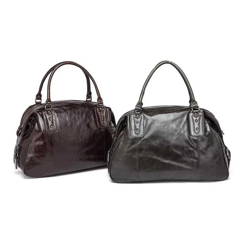 ROSEROOEN Top Grain Cow Leather Handbag Regular Men's Gray-5