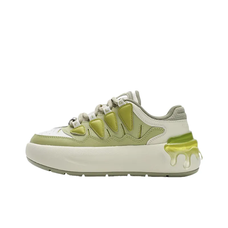 FILA CARROT 2 Anti Slip Wear Resistant Low Top Skateboard Shoes Women's Beige Green-0