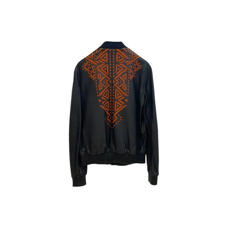 VERSACE Leather Jacket Men's Black-1
