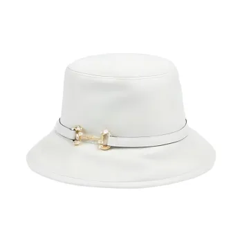 GUCCI Leather Bucket Hats Women's White