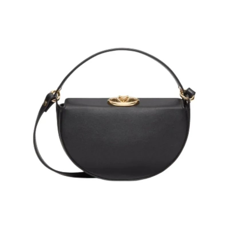 Valentino Shiny Calfskin One Shoulder Handbag Mini Women's Black-0