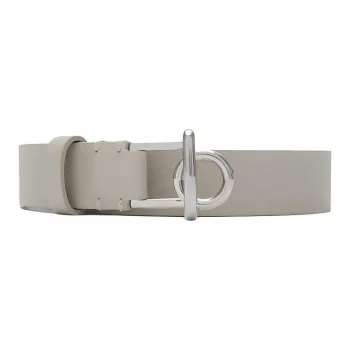 Burberry Leather Belts Unisex Heron Color/Palladium Gold 2.5CM