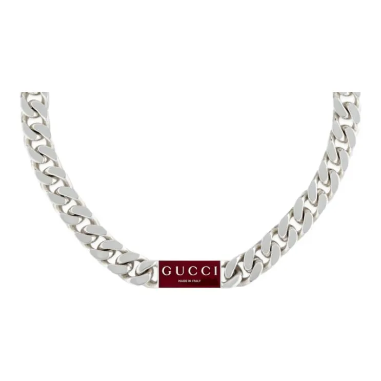 GUCCI 925 Sterling Silver, Enamel Necklaces Unisex Silver-2