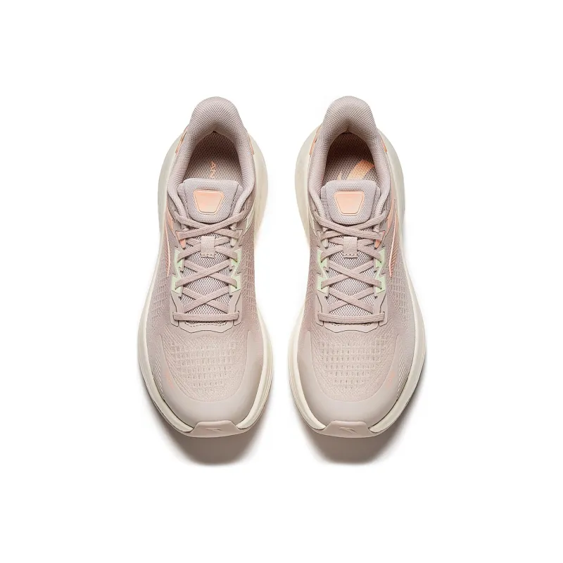 Anta Cushioned Wear-Resistant Lightweight Height Increasing Low-Top Running Shoes Women's White/Brown/Orange-3