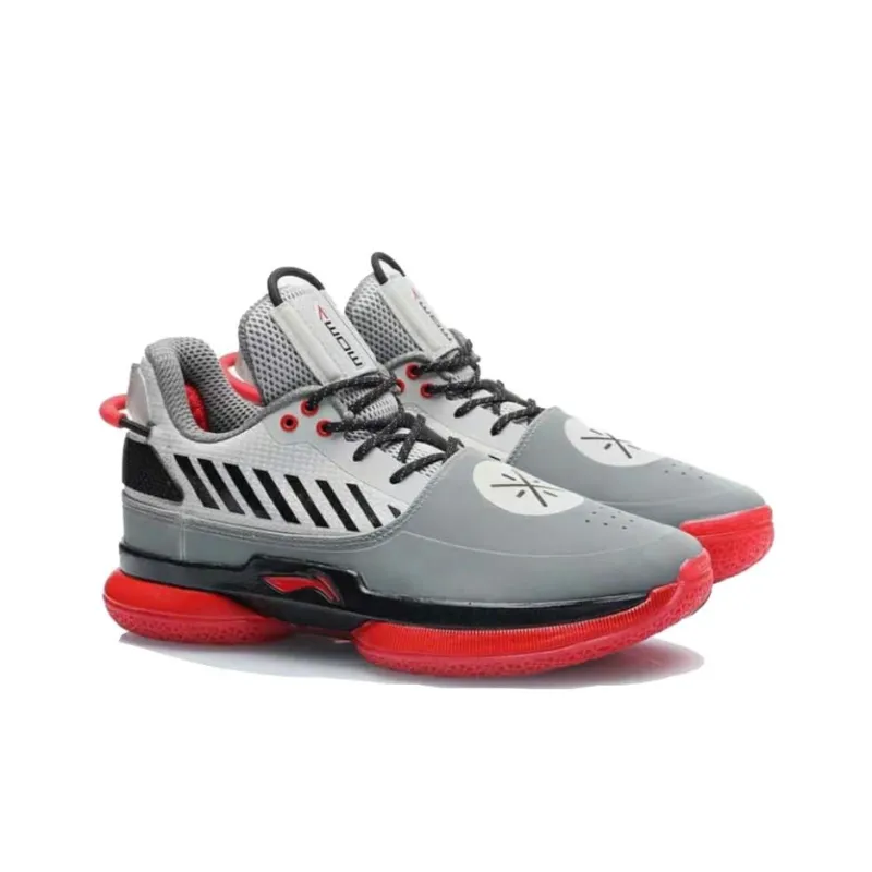LiNing WOW 7 Way Of Wade 7 Non slip Lightweight Mid Top Basketball Shoes Men's Orange Gray-3