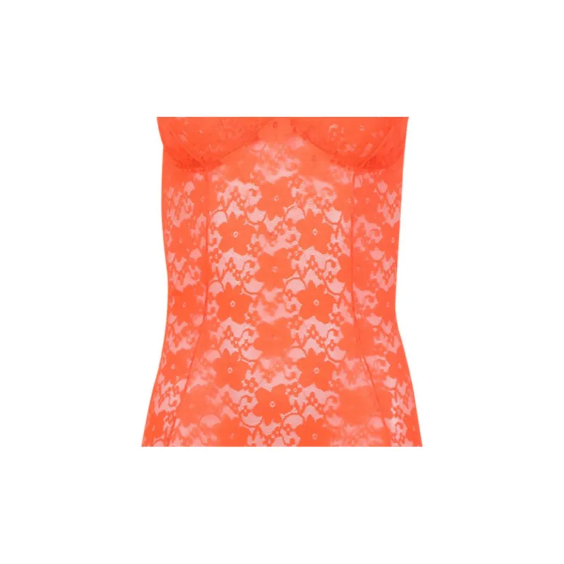 Balenciaga Short Lace Dress 'Fluo Orange'-2