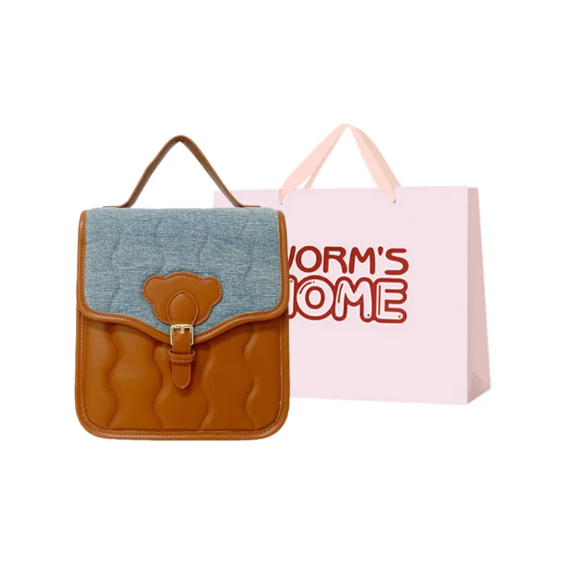 Worm's Home PU Backpack Regular Women's Ecru/Silver/Black/Brown-6