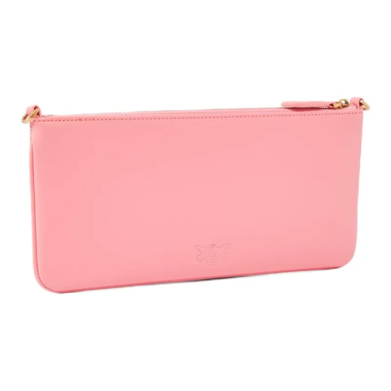 PINKO Cow Leather One Shoulder Clutch Women's Light Pink-1