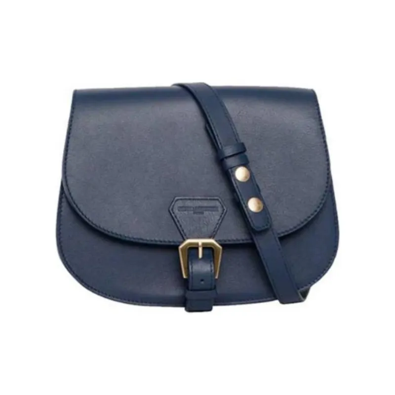 INES DE LA FRESSANGE Cow Leather Saddle Bag, Shoulder Bag Women's Blue-0