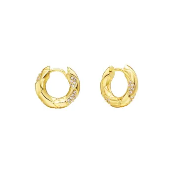 Arsis Zircon 18K Gold Plated Earrings Unisex Gold Silver Two Tone