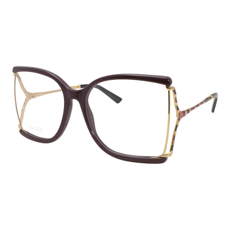 GUCCI Acetate Irregular Shape Eyeglass Frames Women's Red-0