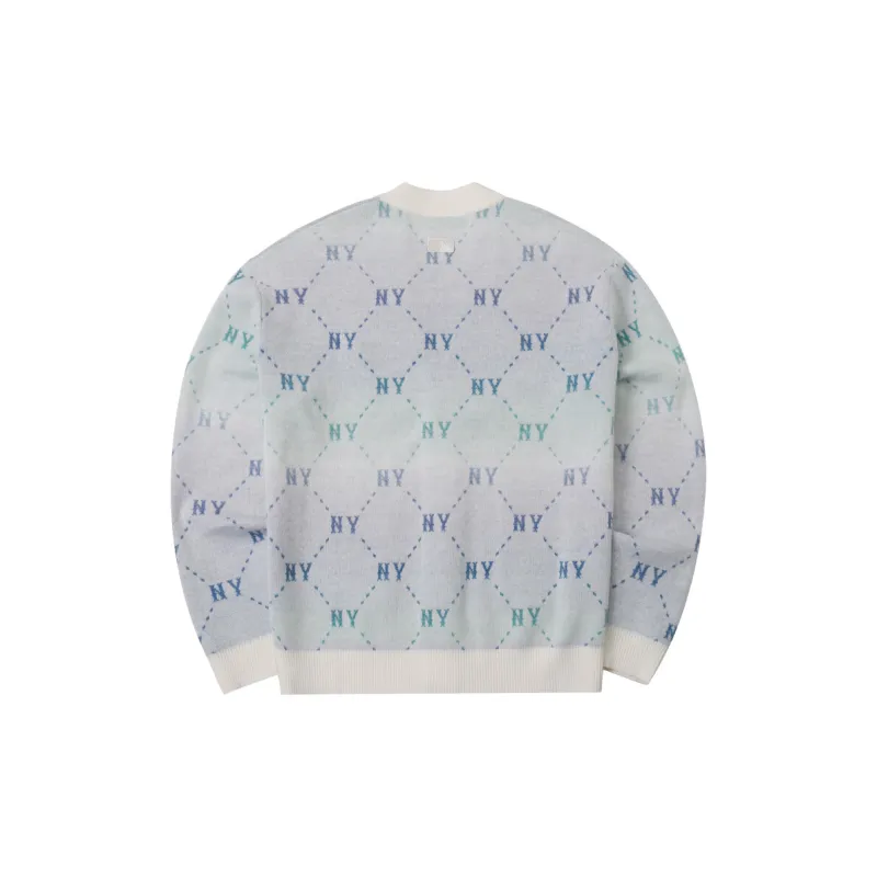 MLB New York Yankees Gradation Dia Monogram Knitwear Unisex Cream-1