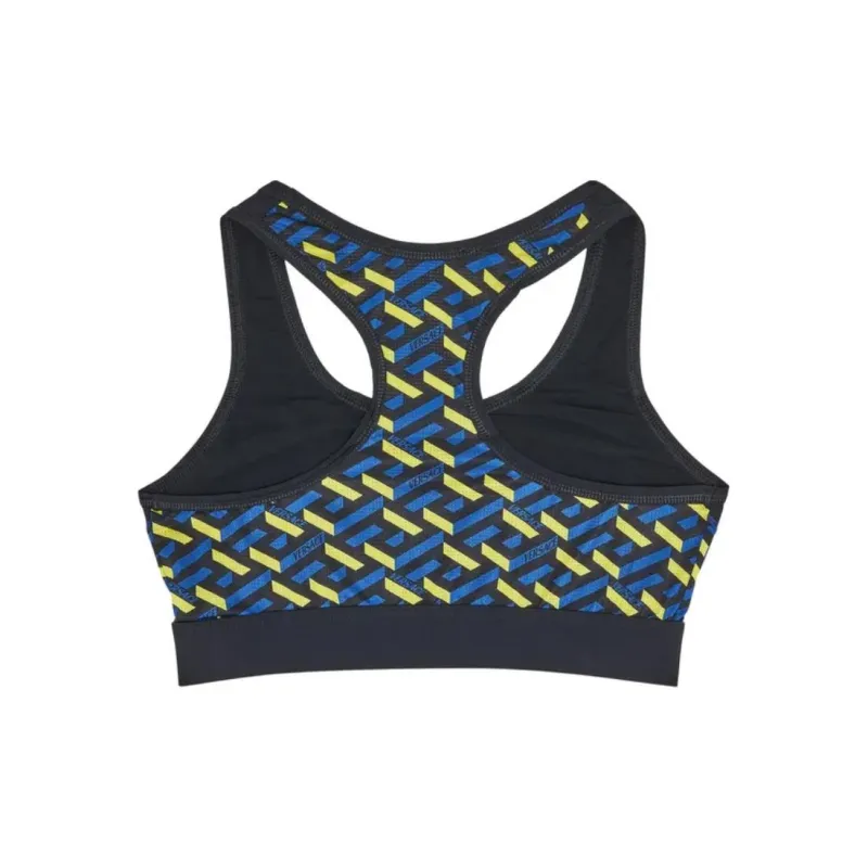 VERSACE Monogram Print Sports Bra 'Black/Print'-1