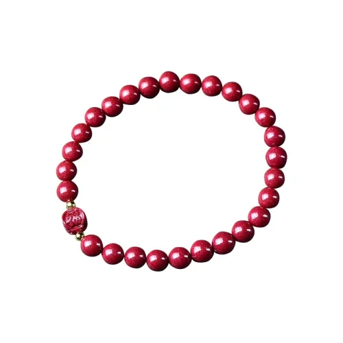 Cuiya Golden Building Reconstructed Cinnabar Bracelets Unisex