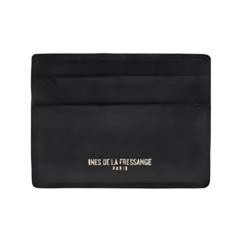 INES DE LA FRESSANGE Calfskin Card Holder Women's Black-0
