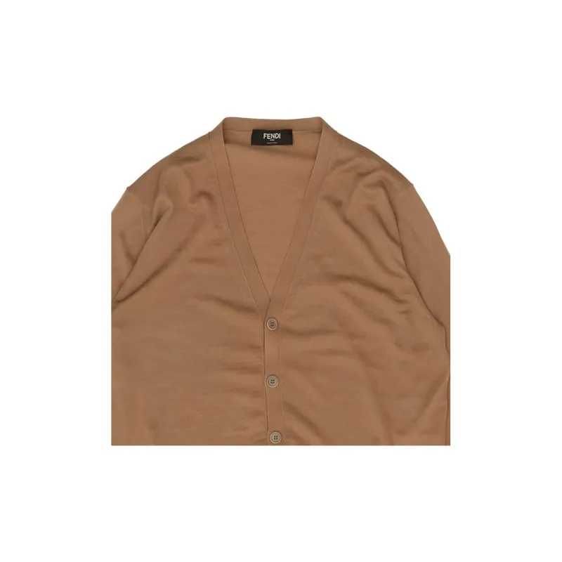 FENDI Ff Embossed V Neck Buttoned Cardigan-2